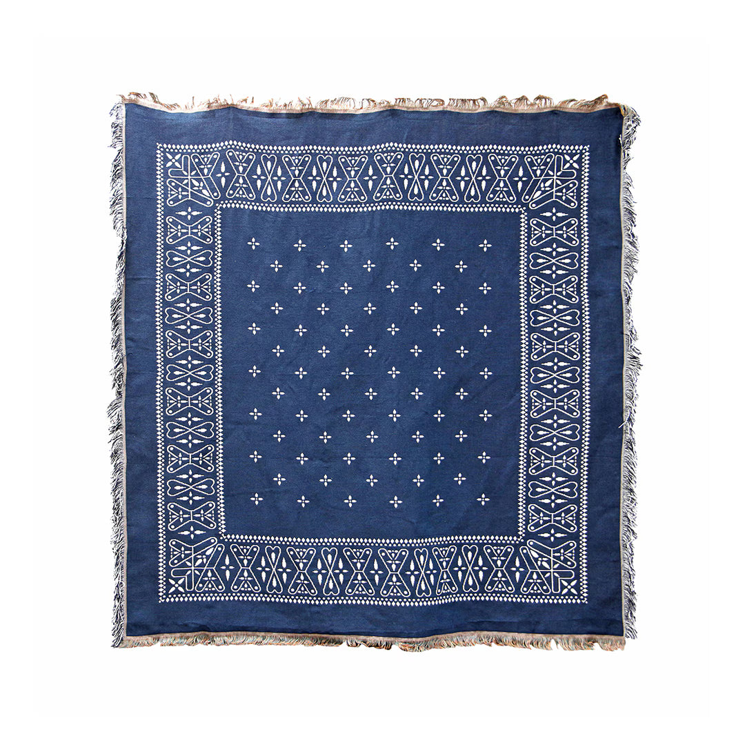 Bandana Throwket "Cross / Navy" | ラグマットとしても使える大判スローケット